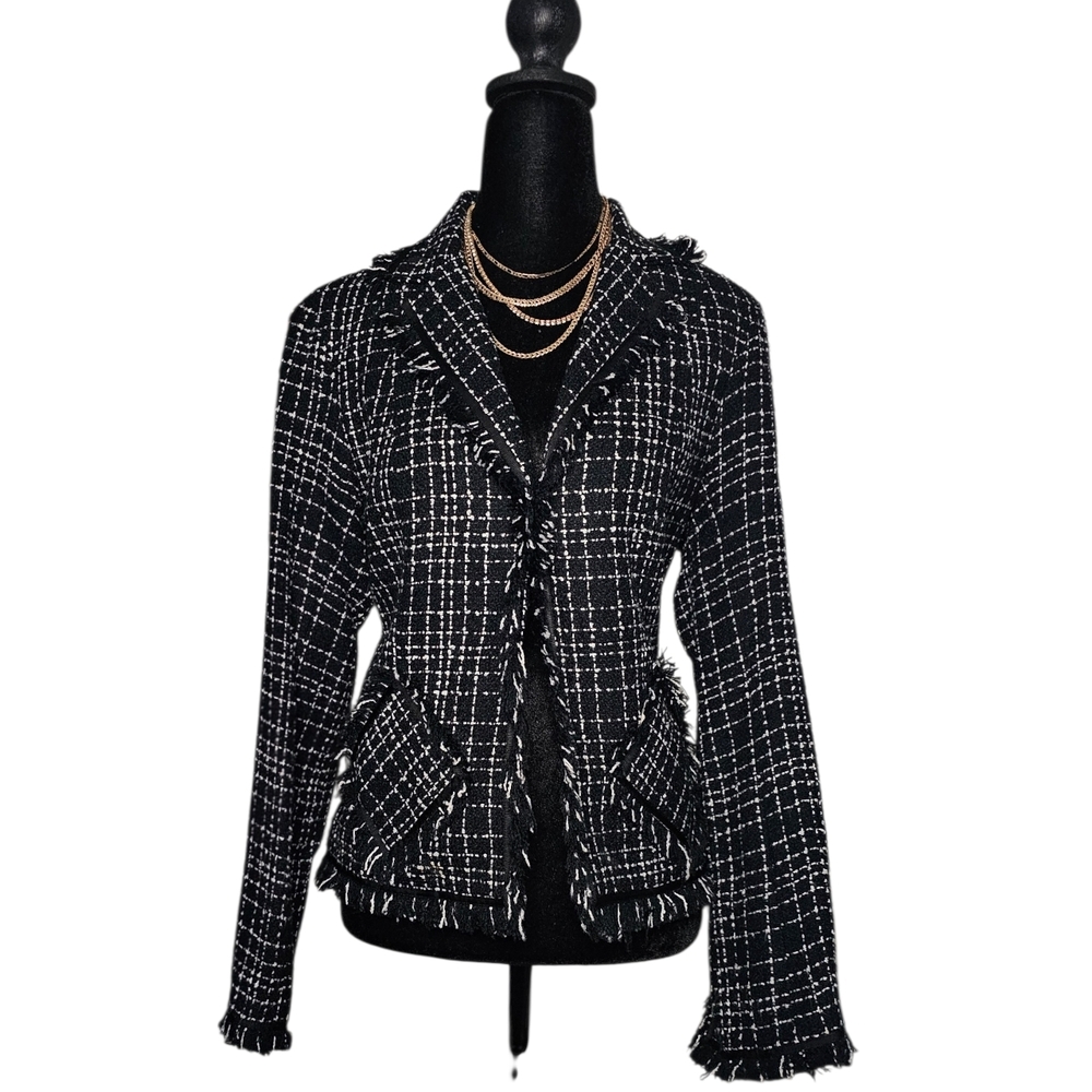 Allison Taylor Black and White Tweed Blazer - Picture 1 of 5